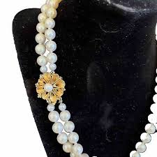 Vintage Faux Pearls Japan Beautiful Gold Tone Clasp 2 Strand ...