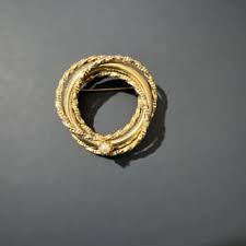 Vintage Gold Tone Textured Interlock Rings Circles Faux ...