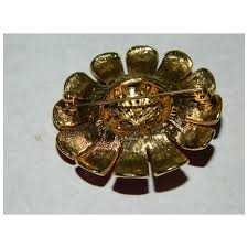 Hot Pink Molded Glass Cab Flower Power Brooch. For Sale at ...