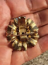 Vintage Red Rhinestone Brooch/Pin/Pendant Layered Flower ...