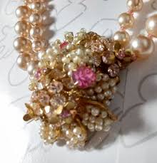 Miriam Haskell Pearl Choker Pink White Flower Necklace & Bracelet Set Signed | eBay