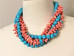 ANGELA CAPUTI Faux Coral & Turquoise Resin Beads Multi ...