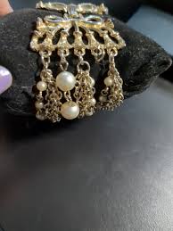 Vintage Gold Tone Multi Strand And Faux Pearl Bracelet 7" | eBay