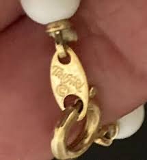 Vintage Trifari Necklace White Acrylic Beaded Gold Tone 29" Retro | eBay