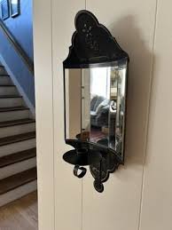 Vtg Cut Glass Mirror Metal Sconce Colonial Revival Candle ...