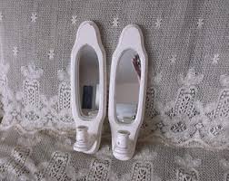 Vintage Wood Wall Sconce, Mirrored Candle Holder, Painted White - Etsy