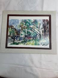 Watercolormatted Street Scene Park West Misha Lenn Commonwealth in Bloom Signed Plate - Etsy