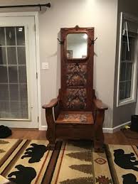 ANTIQUE AMERICAN EARLY 19 c.OAK HALL TREE w/ CLAW FEET/TIGER OAK/HAND CARVED | eBay