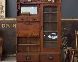 Antique Dressing Cabinet, Antique Chifforobe, Oak Side by Side Wardrobe Cabinet, Antique Secretary, Entryway Cabinet Curio - Etsy