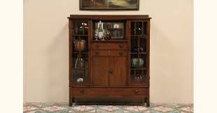 Arts & Crafts Mission Oak China or Curio Sideboard Cabinet