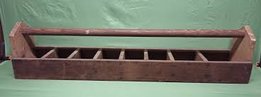 Antique Wooden Tool Box Farm Tray Tote Carrier Caddy Divided ...