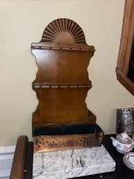 Vintage 12 Spoon Wood Wall Rack Holder Crescent Top. Copper insert | eBay