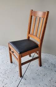 Antique Craftsman Quarter Sawn Oak Dining or Single Desk Chair Upholstered Seat For Sale at 1stDibs | craftsman folding chair, craftsman lawn chair, oak desk chair
