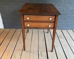 Vintage Antique Pine Wood Two Drawer Stand Side Table ...