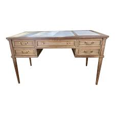 Late 20th Century Vintage Five-Drawer Hard Wood Desk With ...