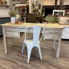 This desk has a warm reclaimed wood look, multiple drawers ...