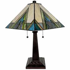 23" Stained Glass Handcrafted Pyramid Style Two Light ...