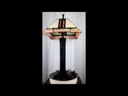Louis Tiffany Mission Style Geometric Vectors Stained Glass Shade Table Lamp | eBay