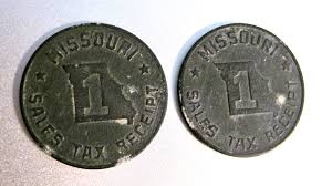 2 Missouri Zinc Sales Tax Receipt Coin Token - 1/10 cent ...