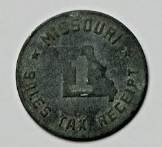 (1937-1942) MISSOURI Sales Tax Receipt Token - 1 Mill ...