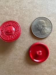 Gianni Versace Vintage Set of 6 Metal Red Painted Buttons ...