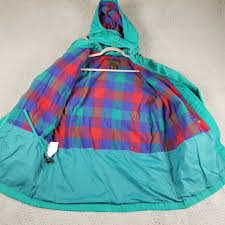 Vintage LL Bean Parka Jacket Woman Medium Teal Hooded Snap ...