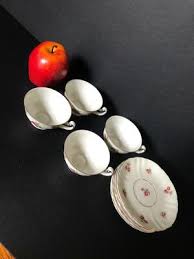 Set of 4 -Czechoslovakia Victoria Porcelain China Little Girls Tea Set Red Rose | eBay Australia