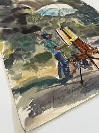 Watercolor Painting “Frank La Luna Painting at San Patricio ...