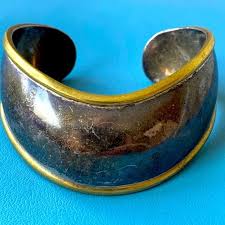 Laton mexico | Jewelry | Vintage Mixed Metals Silver Brass Accent Latin Taxco Mexico Modernist Bracelet | Poshmark