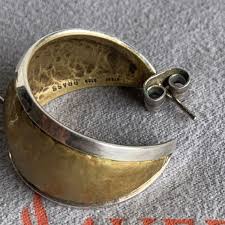 Retired Hammered Hoop James Avery Sterling Silver & Brass Hoop Earrings | eBay
