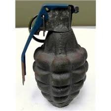 WWII U.S. PINEAPPLE HAND GRENADE-WITH FUZE-INERT