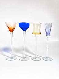 Vintage Set of 4 Multicolored Long Stemmed Liqueur Glasses ...