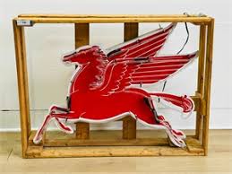 Vintage Neon Mobil Pegasus Sign | HiBid Auctions