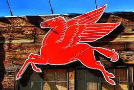 Vintage Metal Sign 12x8 Pegasus Mobil Flying Red Horse Wings Classic Gas Art | eBay