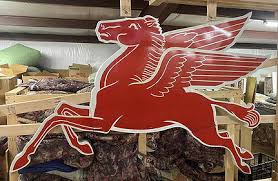 1961 Left Facing 9' Mobil Pegasus Porcelain Sign