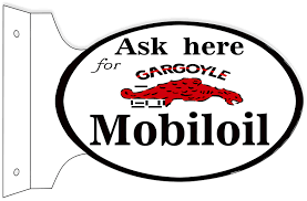 Ask Here Gargoyle Mobiloil Gasoline Flange Metal Sign - 12 ...
