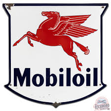 Mobiloil Gasoline 25" Die Cut SS Porcelain Sign w/ Pegasus ...