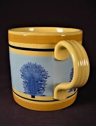 RARE SIGNED LARGE ROYAL WEDDING MOCHAWARE MUG #2 YELLOW WARE ...