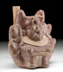 Sold at Auction: Moche Pottery Stirrup Vessel w/ Ai Apec