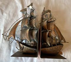 Vintage Set of 2 Copper Ship Book Ends 9.5" Tall 3D From Hong Kong Figurine - Etsy Israel
