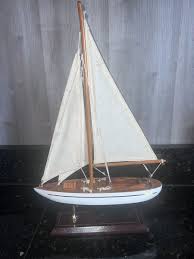 Wooden Sail boat replica with fabric sails | eBay