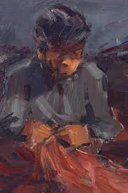 Post Impressionist Study, Fishermen Repairing Nets, 20th-Century, Oil on Board, Framed | Chairish