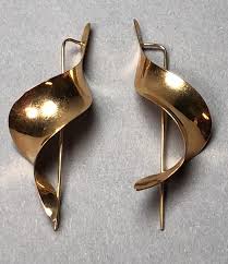 Sold at Auction: PR TIMOTHY GRANNIS 14K GOLD MODERNIST EARRINGS. F