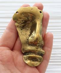 Face Pendant, Mask Pendant, Antique Gold Pendant, Mask ...