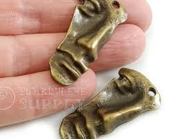 Antique Bronze Plated Mask Pendant, Bronze Face Charm, 1pc ...