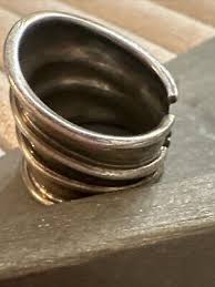 VINTAGE MODERNIST STERLING SILVER 925 WIDE DOME ADJUSTABLE ...