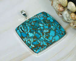 Handmade Blue Copper Turquoise Pendant: 925 Sterling Silver ...
