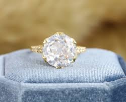 3.5 Carat OEC Cubic Zirconia Ring: Yellow Gold Art Deco ...