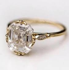 Asscher Cut Moissanite Engagement Ring, 14k Solid Gold ...