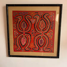 Late 20th Century Framed Colombian Mola Textile Art- Handcrafted Kuna Style | Chairish